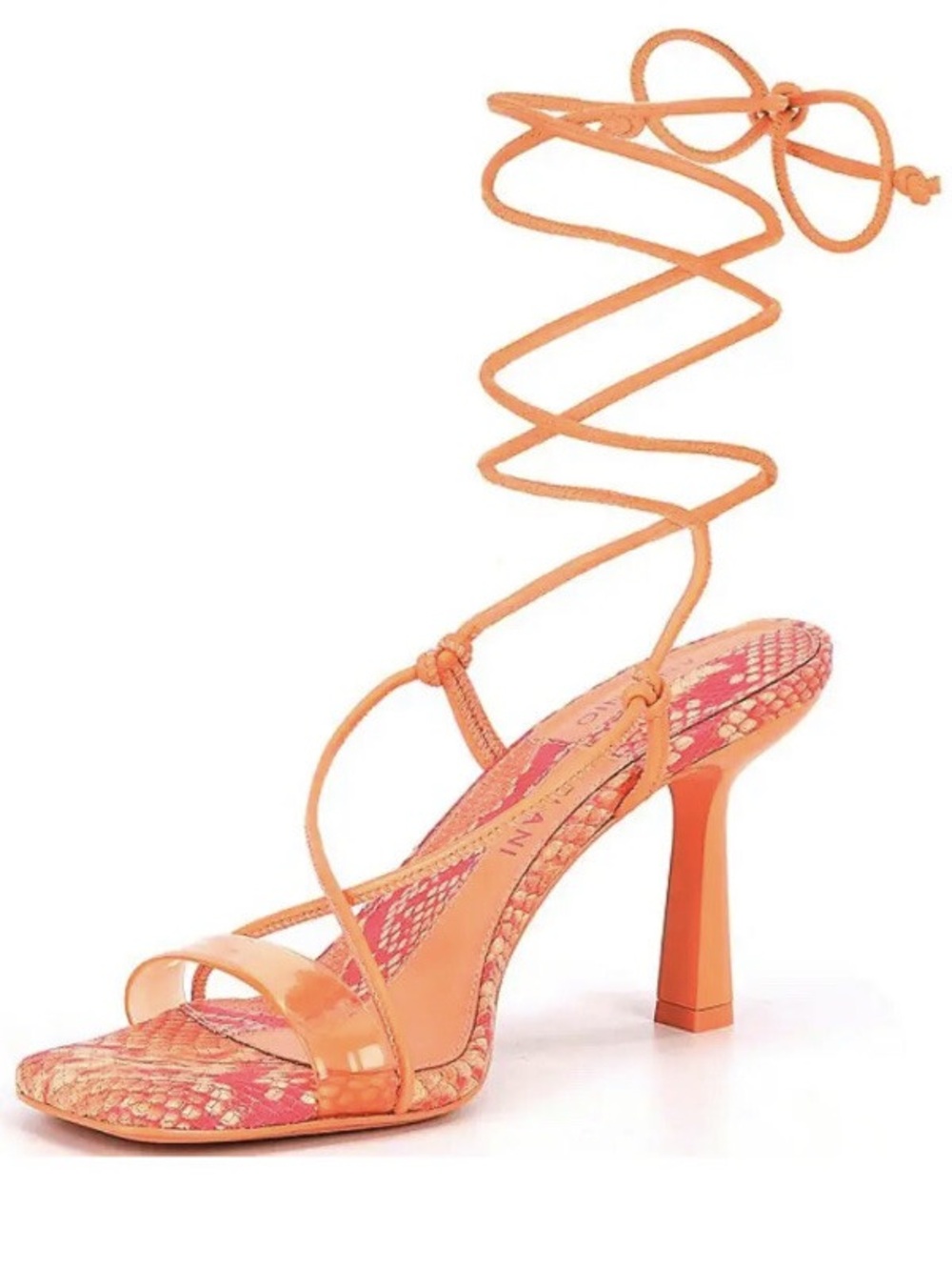 Antonio Melani Leather Citrus Barden Heels Sandals Peach Pink 7